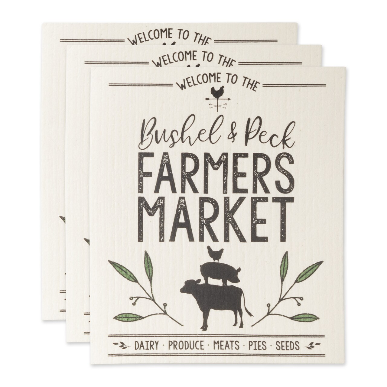 Contemporary Home Living Farmers Market Swedish Kitchen Dishtowels - 7.75" - Set of 3